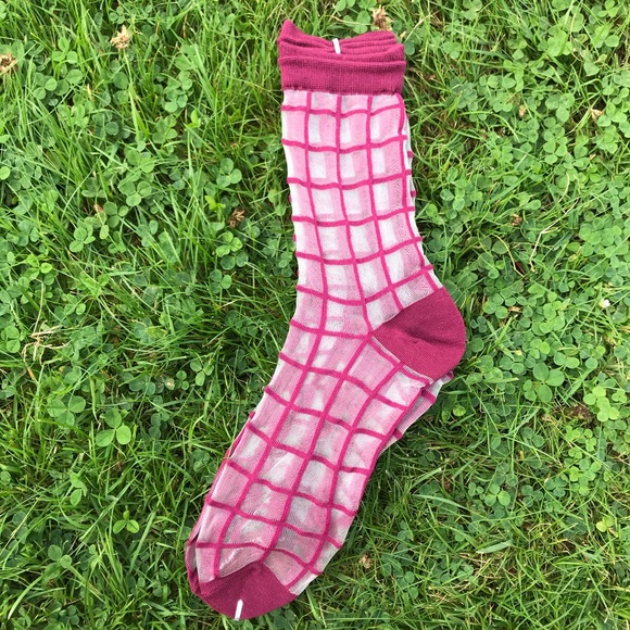 2 for $30 !!Grid socks women transparent cute - Picture 4 of 9